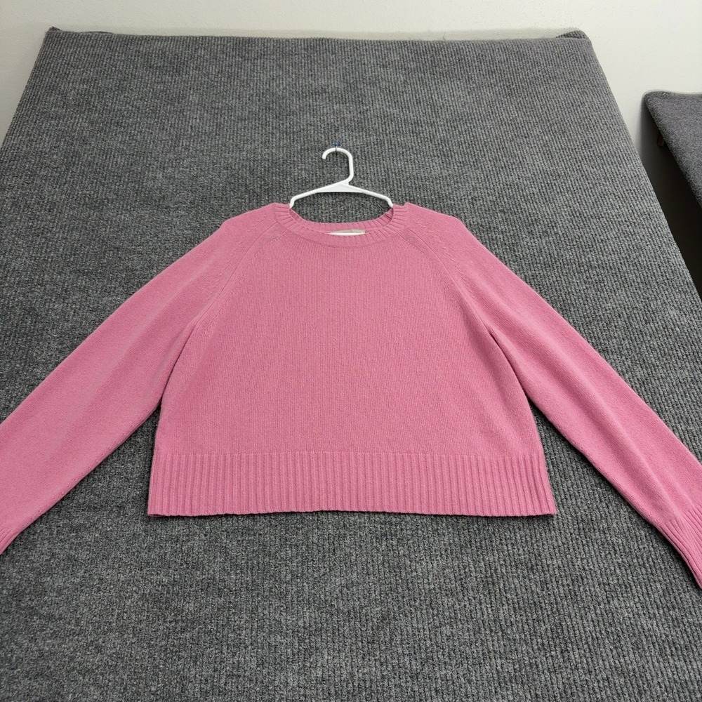 Everlane Sweater Womens M Pink Cashmere Crewneck Ribbed Trim Casual Minimalist